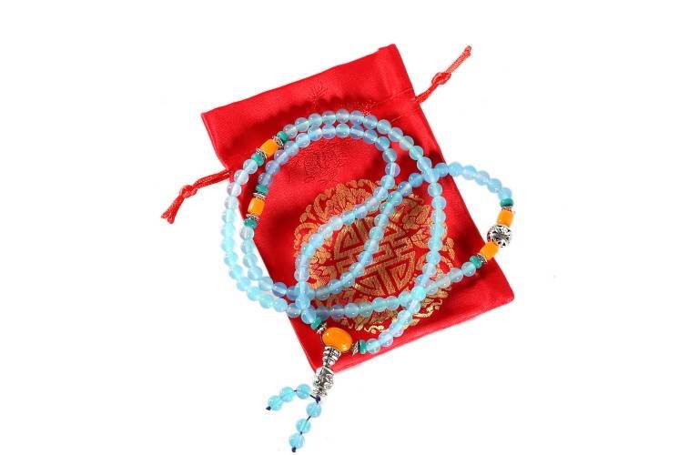 MALA BOUDDHISTE en AGATE BLEUE MALA BOUDDHISTE en AGATE BLEUE
