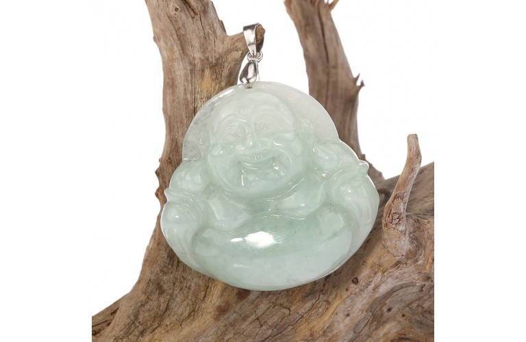 GRAND PENDENTIF BOUDDHA RIEUR EN JADE GRAND PENDENTIF BOUDDHA RIEUR EN JADE