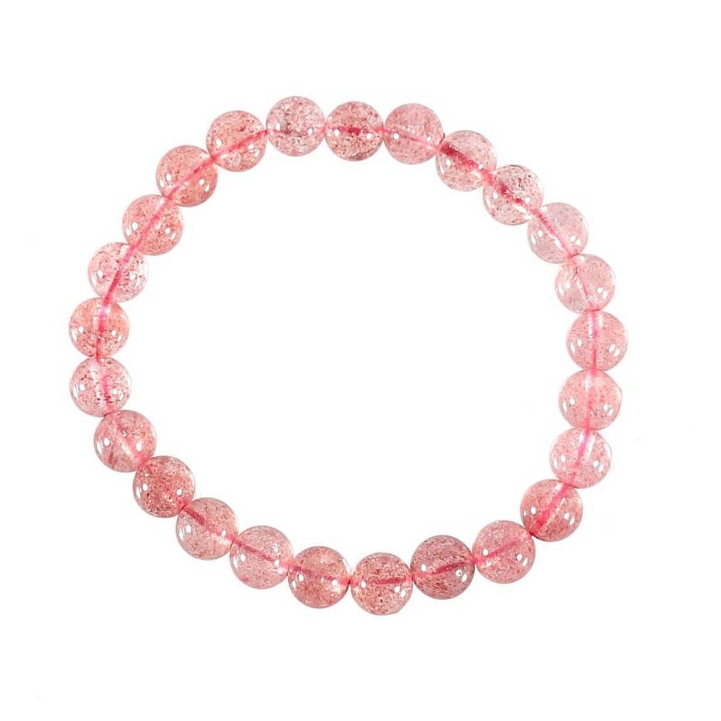 Bracelet perles de quartz strawberry, douceur, détente et relaxation