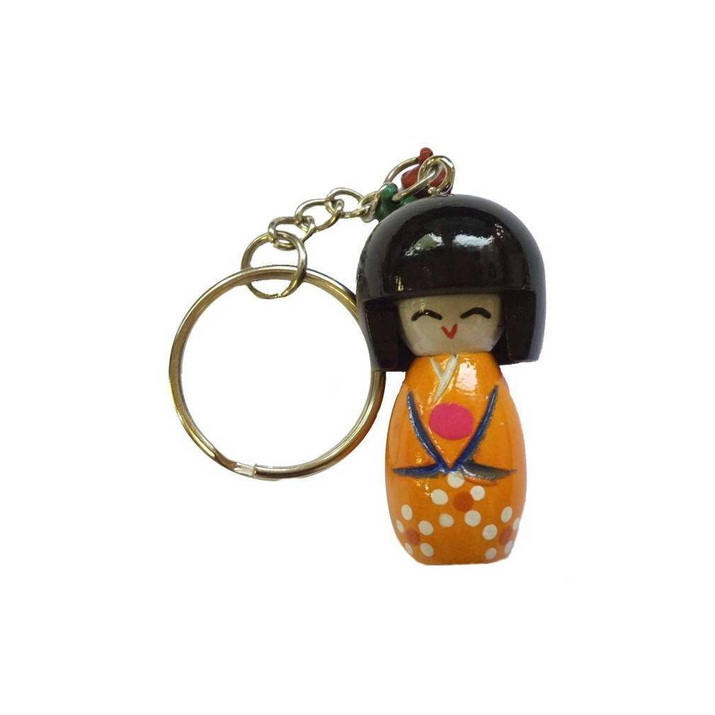 Breloque Japonaise Netsuke Kokeshi - Poupée Traditionnelle Peinte à La Main - 11 Cm - Polystone - Kyoto