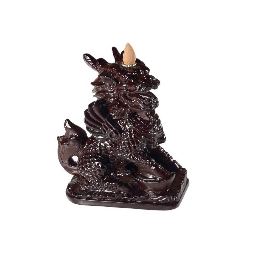 Fontaine à encens asiatique représentant le dragon Qi Lin, créature fantastique de la mythologie chinoise