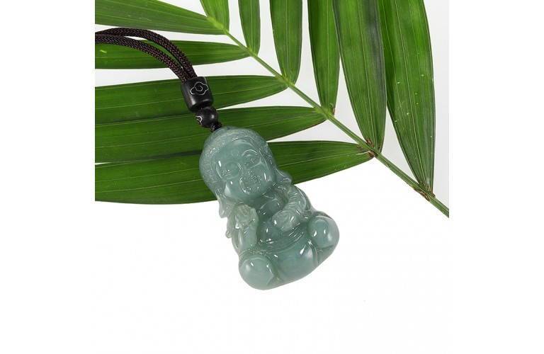 COLLIER BOUDDHA MEDITANT EN JADE