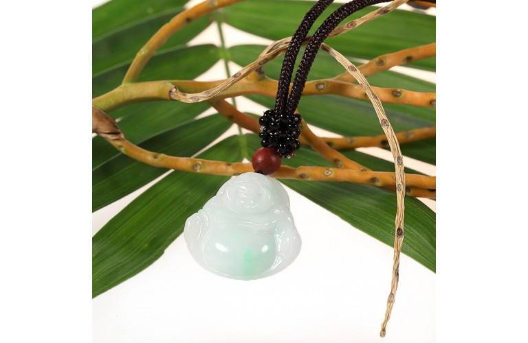 COLLIER PEND. BOUDDHA RIEUR EN JADE