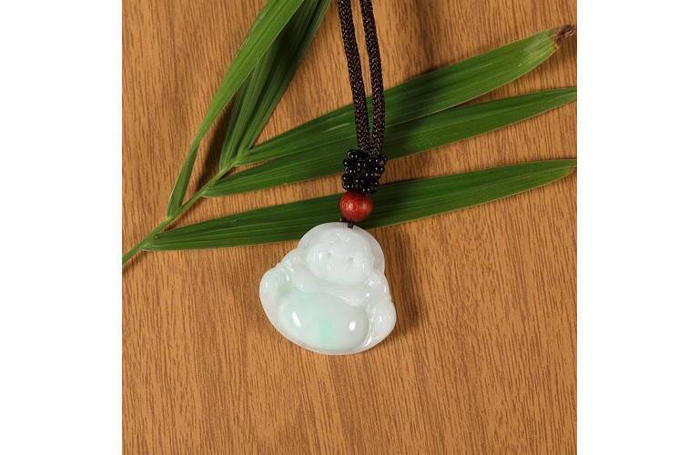 COLLIER BOUDDHA du BONHEUR EN JADE VERT COLLIER BOUDDHA du BONHEUR EN JADE VERT