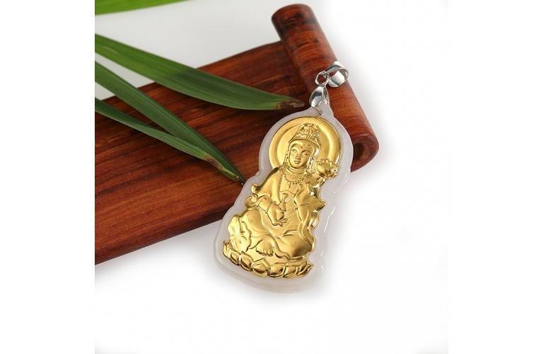 PEND. BOUDDHA GUANYIN DORE EN JADE PEND. BOUDDHA GUANYIN DORE EN JADE