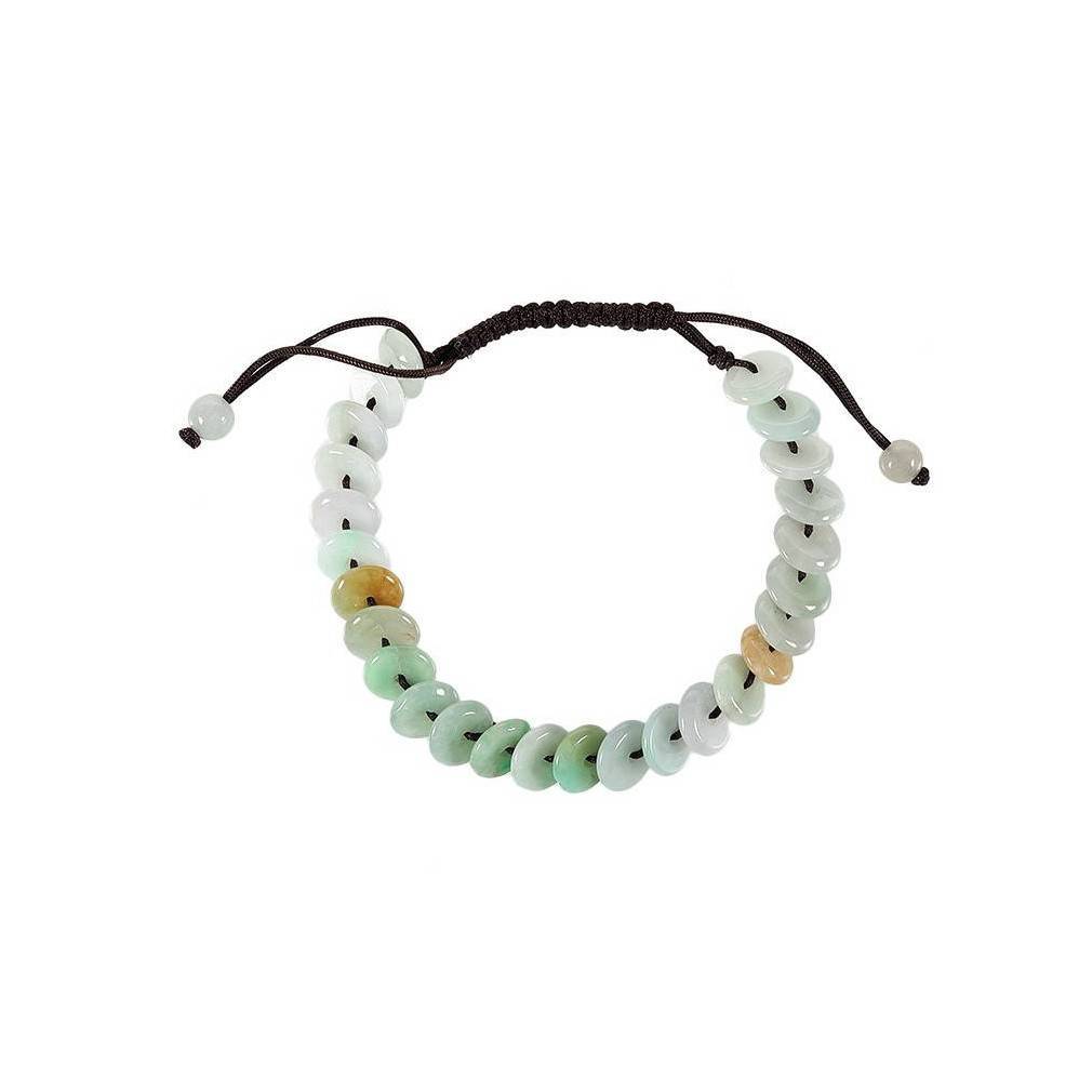 Bracelet feng shui fortune composé de disques en jade véritable.