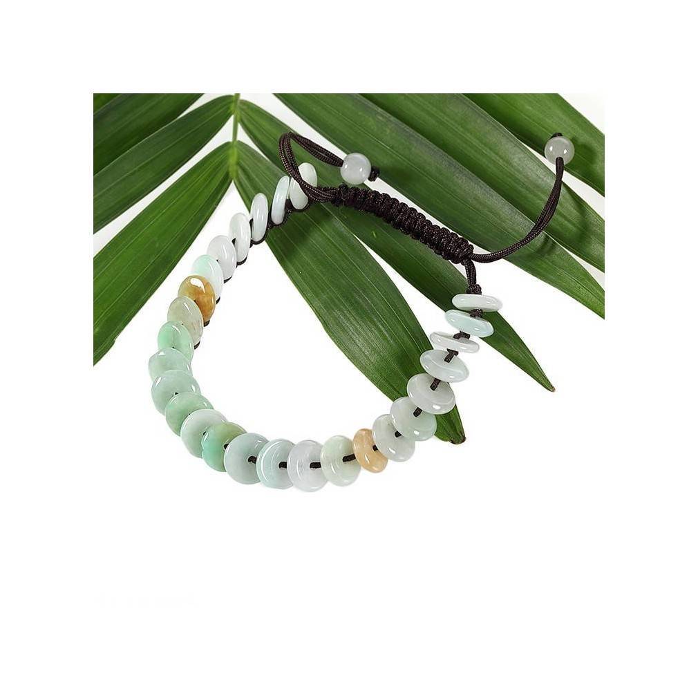 Bracelet feng shui fortune composé de disques en jade véritable.