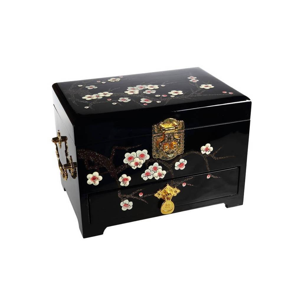Coffre à bijoux à motif japonais fleurs de cerisier très