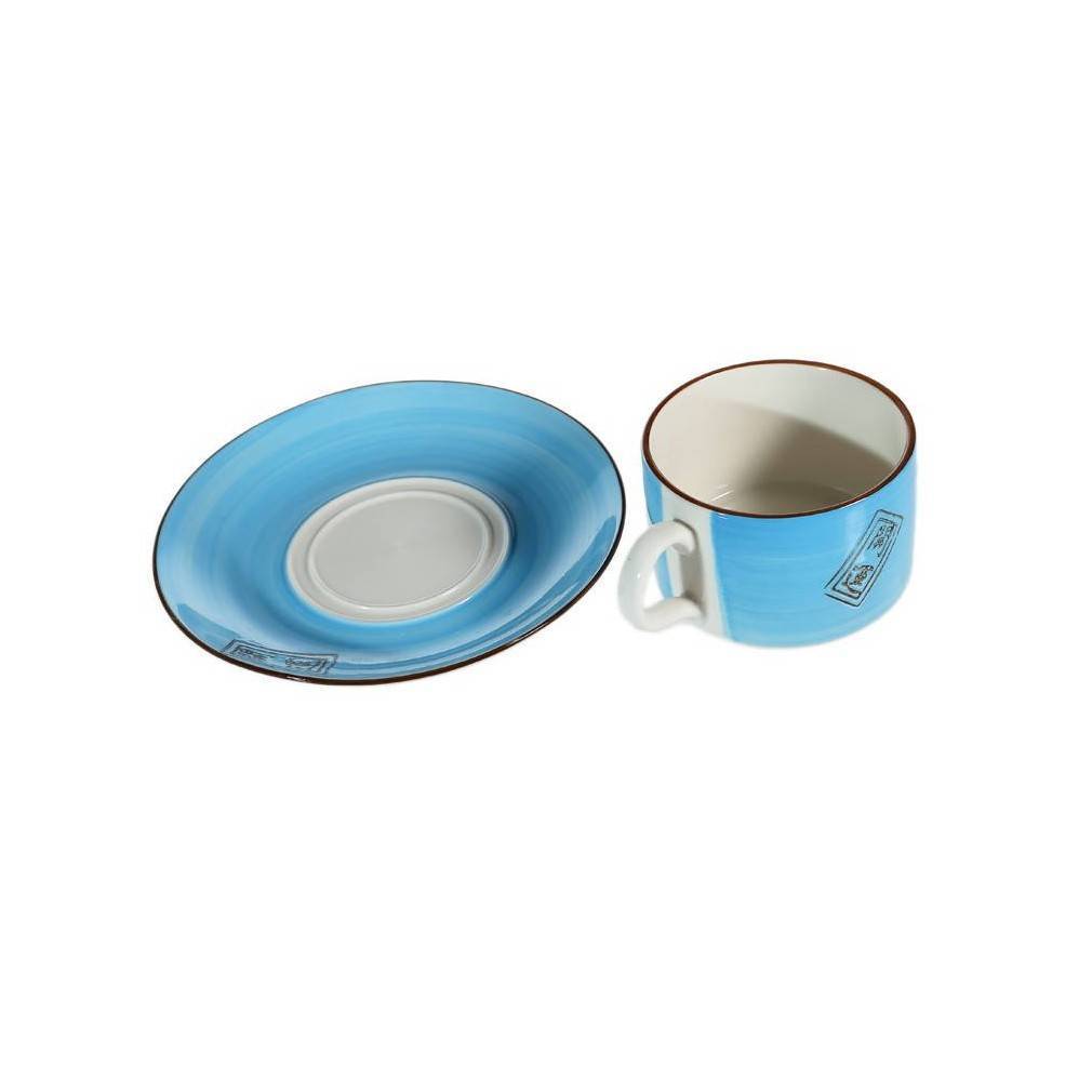 Tasse Maneki Neko Bleue - Porte-Bonheur Japonais Avec Couvercle Et Cuillère Carpe Koi