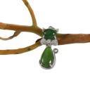 PENDENTIF CHAT en JADE et ARGENT PENDENTIF CHAT en JADE et ARGENT