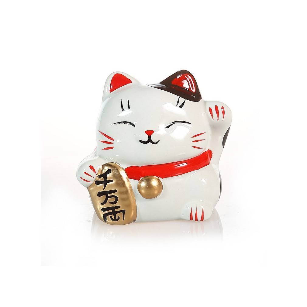 Lachineuse Set Decorativo Gatto Maneki Neko Giapponese - Composizione Con Vassoio, Paravento E Statuetta - Portafortuna Per Casa - Dimensioni Vassoio 21x16 Cm