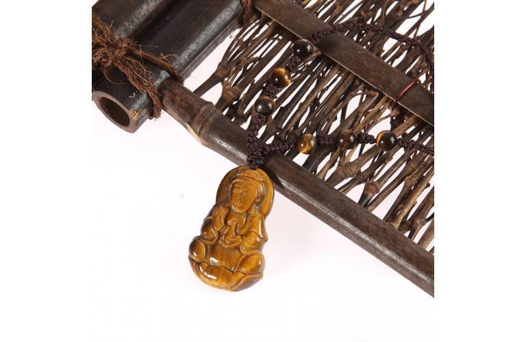COLLIER BOUDDHA GUANYIN en OEIL DE TIGRE COLLIER BOUDDHA GUANYIN en OEIL DE TIGRE