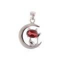 Pendentif Chat - Grenat et Argent