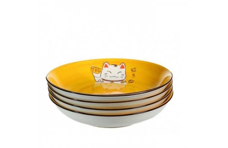 4 ASSIETTES MANEKI NEKO - JAUNE 4 ASSIETTES MANEKI NEKO - JAUNE