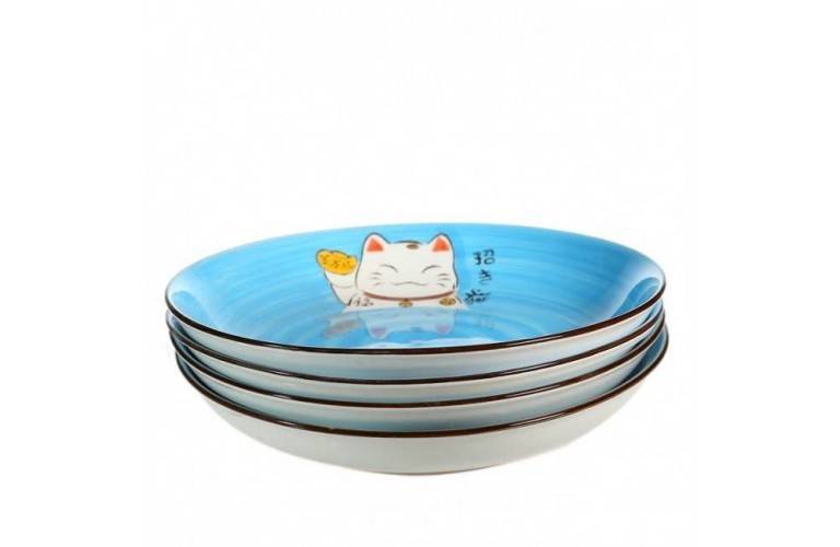 4 ASSIETTES MANEKI NEKO - BLEUE 4 ASSIETTES MANEKI NEKO - BLEUE
