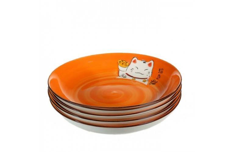 4 ASSIETTES MANEKI NEKO - ORANGE 4 ASSIETTES MANEKI NEKO - ORANGE