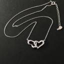 Collier Double Coeur - Argent