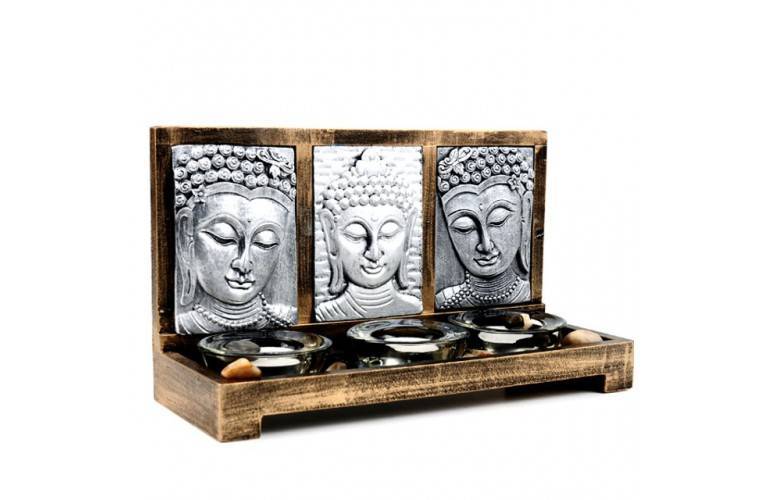 JARDIN ZEN 3 BOUDDHAS et BOUGIES JARDIN ZEN 3 BOUDDHAS et BOUGIES