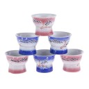Lot 6 Tasses à Sake Asiatique Bleu-Rose - Images Erotiques