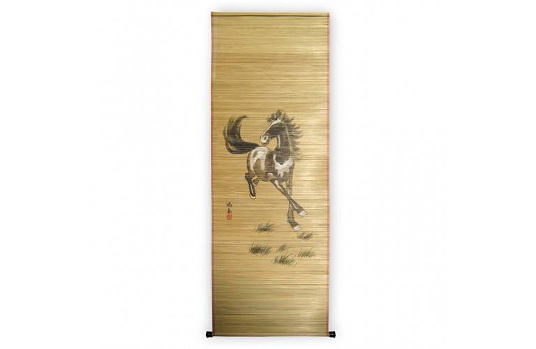 PEINTURE SUR BAMBOU - CHEVAL AU GALOP PEINTURE SUR BAMBOU - CHEVAL AU GALOP