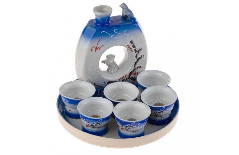 SERVICE A SAKE ASIATIQUE BLEU SERVICE A SAKE ASIATIQUE BLEU