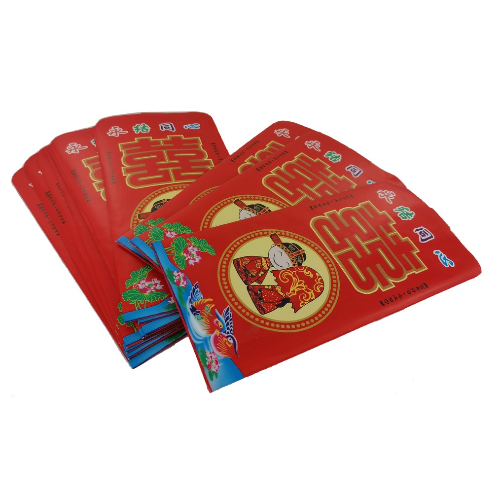 14 enveloppes rouges chinoises hongbao, voeux de bonheur