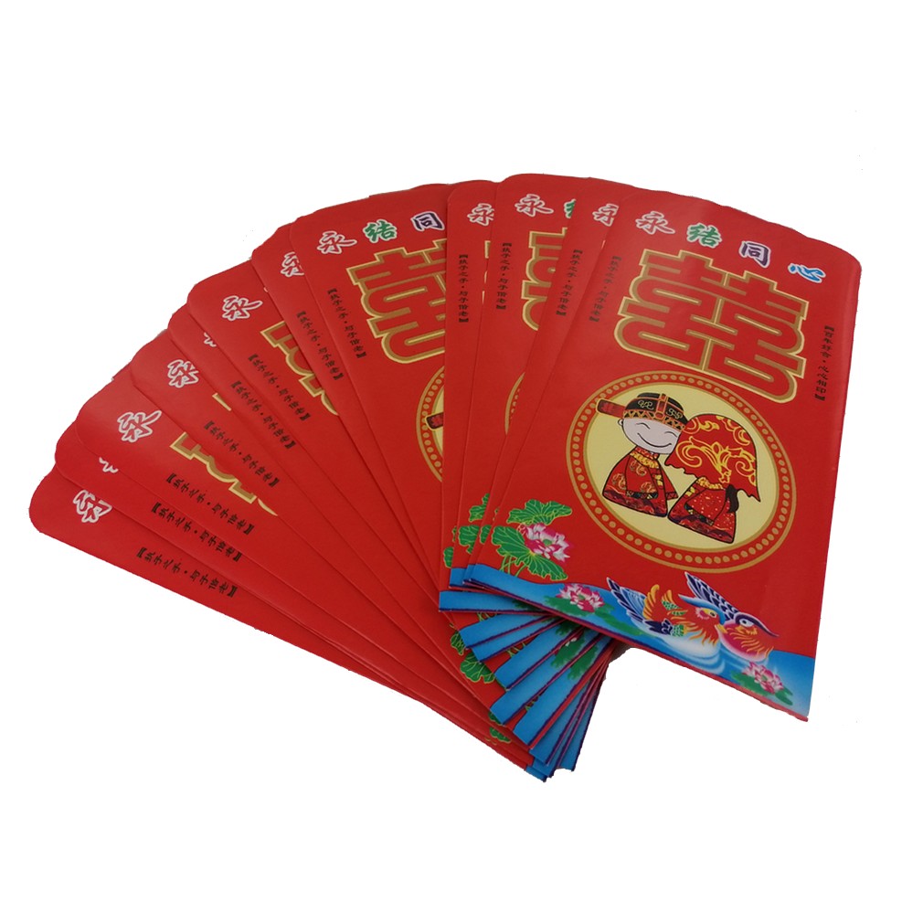 14 enveloppes rouges chinoises hongbao, voeux de bonheur