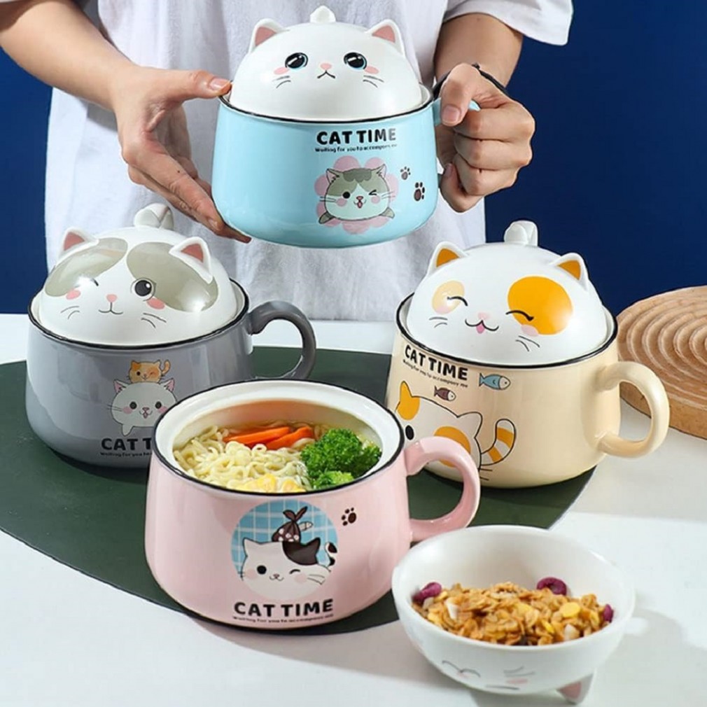 Bol Ramen avec couvercle, tasse de nouilles instantanées à cuisson