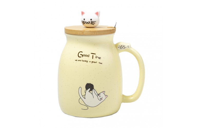 TASSE CHAT KAWAII - JAUNE