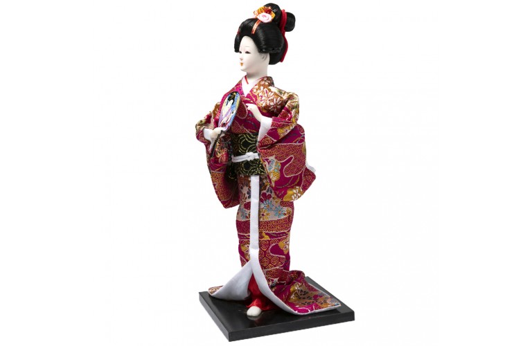 POUPEE JAPONAISE EN KIMONO FUSCHIA