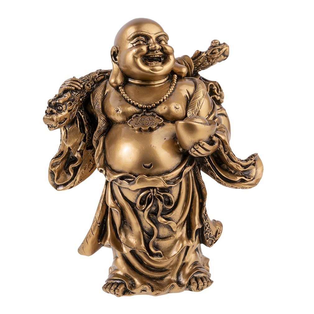 Statue du bouddha rieur en métal - Univers Zen