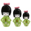 Trio Kokeshis Kimono Vert