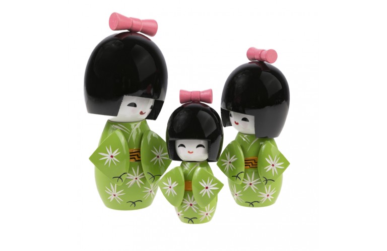 TRIO POUPEES KOKESHIS JAPONAISES