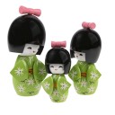 Trio Kokeshis Kimono Vert