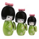 Trio Kokeshis Kimono Vert