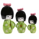 Trio Kokeshis Kimono Vert
