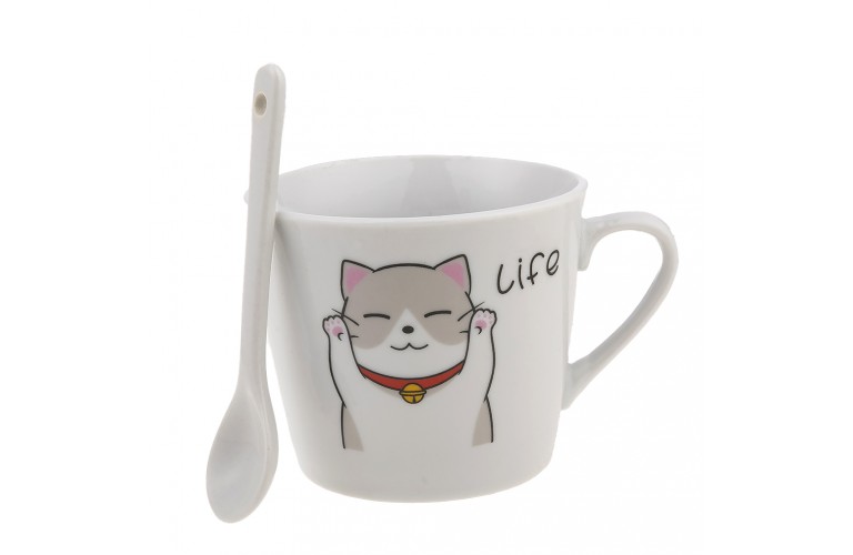 TASSE CHAT HAPPY - CHAT BRAS LEVES