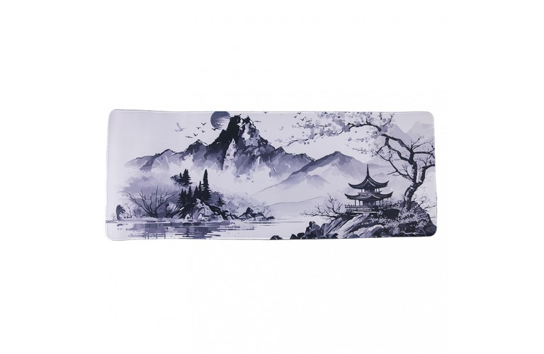Tapis De Souris Gamer XXL 700x300mm – Design Mont Fuji Et Fleurs De Cerisier, Antidérapant Et Imperméable
