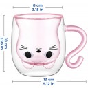 TASSE DOUBLE PAROI - CHAT KAWAII - ROSE