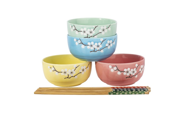 COFFRET BOLS &agrave; RIZ - FLEURS de CERISIER