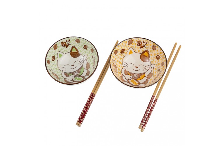 2 BOLS AU DESIGN JAPONAIS MANEKI NEKO