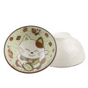 2 BOLS CHAT MANEKI NEKO - Orange et Vert