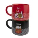 tasses rouge et noir maneki Neko