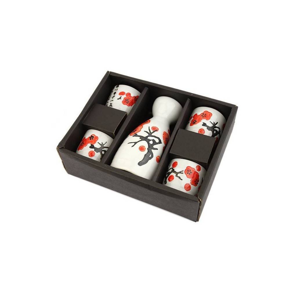 Service à Saké Japonais En Céramique - 1 Carafe + 4 Tasses | Déco élégante Pour Maison, Bar, Fêtes