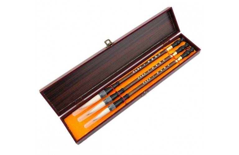 COFFRET BOIS 3 GRANDS PINCEAUX à CALLIGRAPHIE COFFRET BOIS 3 GRANDS PINCEAUX à CALLIGRAPHIE