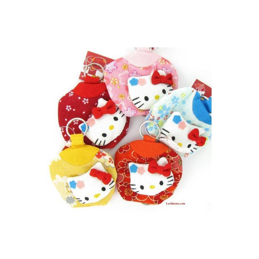 Porte-clés hello kitty en tissu, design japonais