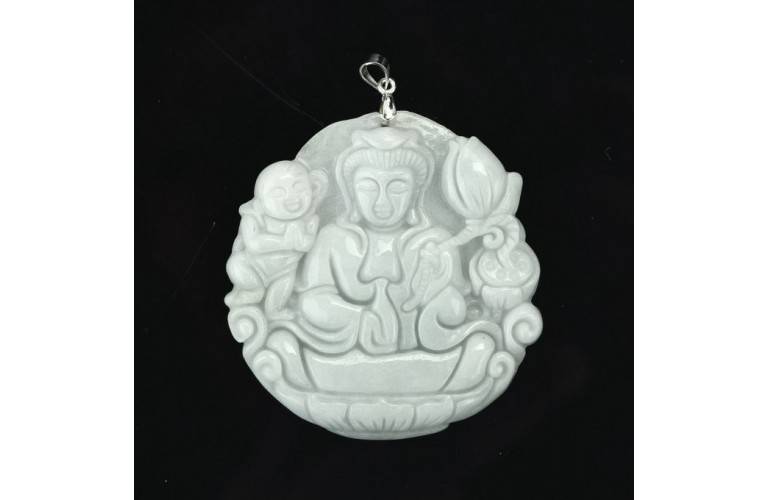 COLLIER MEDAILLE GUANYIN en JADE COLLIER MEDAILLE GUANYIN en JADE