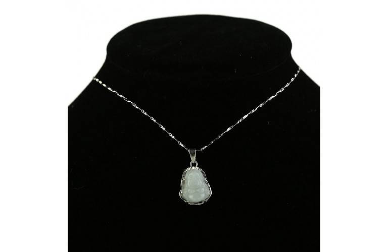 COLLIER BOUDDHA RIEUR Jade et Argent COLLIER BOUDDHA RIEUR Jade et Argent