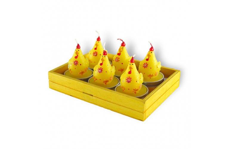 SERIE DE 6 BOUGIES AMBIANCE POULES JAUNES SERIE DE 6 BOUGIES AMBIANCE POULES JAUNES