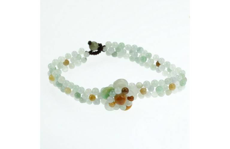 BRACELET en JADE - FLEUR EN PERLES FINES BRACELET en JADE - FLEUR EN PERLES FINES